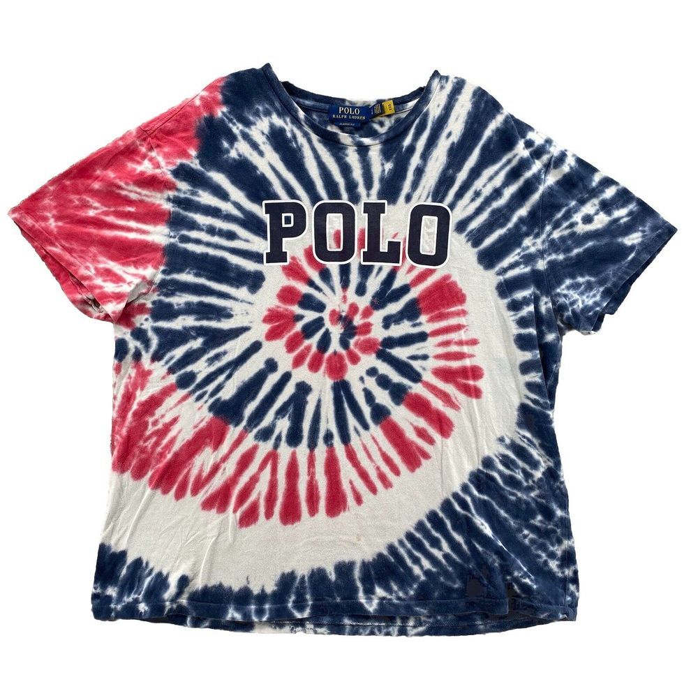 Polo Ralph Lauren Shirt Mens Large Tie Dye Preppy Boho Festival Academia Coastal